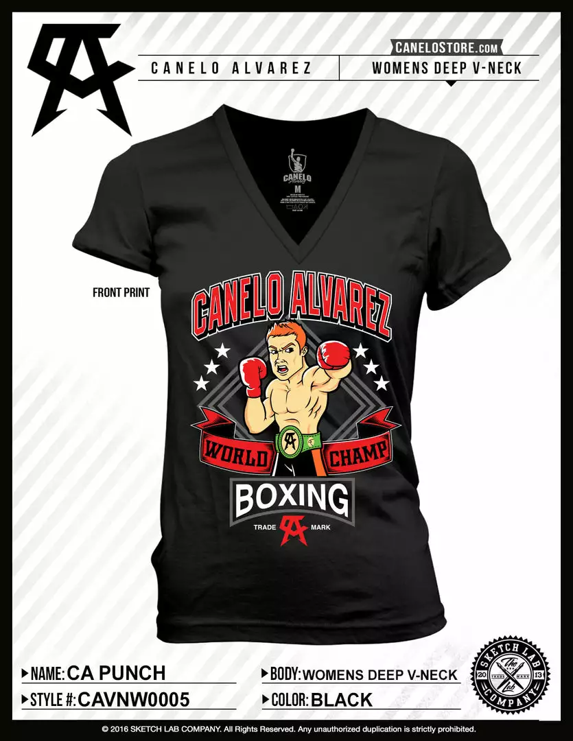 Canelo Alvarez Punch Women's Vneck 3 Canelo Alvarez Punch Women's Vneck
